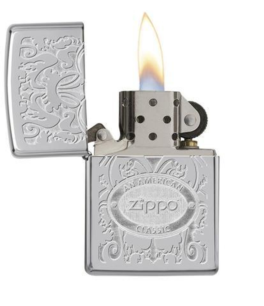 Зажигалка ZIPPO Classic High Polish Chrome™ со Штампом Crown Stamp™ Zippo на торце крышки ZP-24751