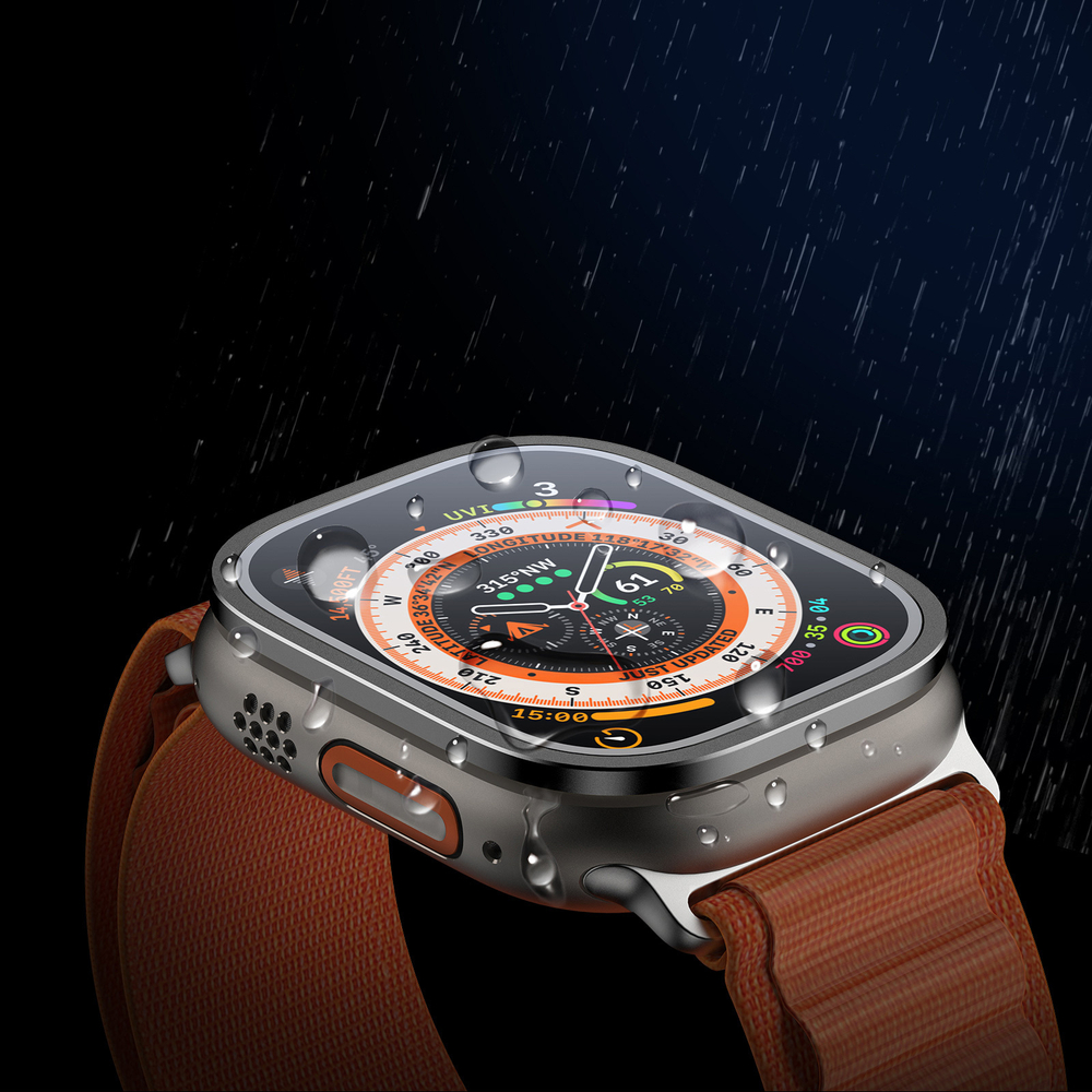 Защитное закаленное стекло с черными рамками от Dux Ducis для смарт часов Apple Watch Ultra 49mm, серия Flas Screen Protector