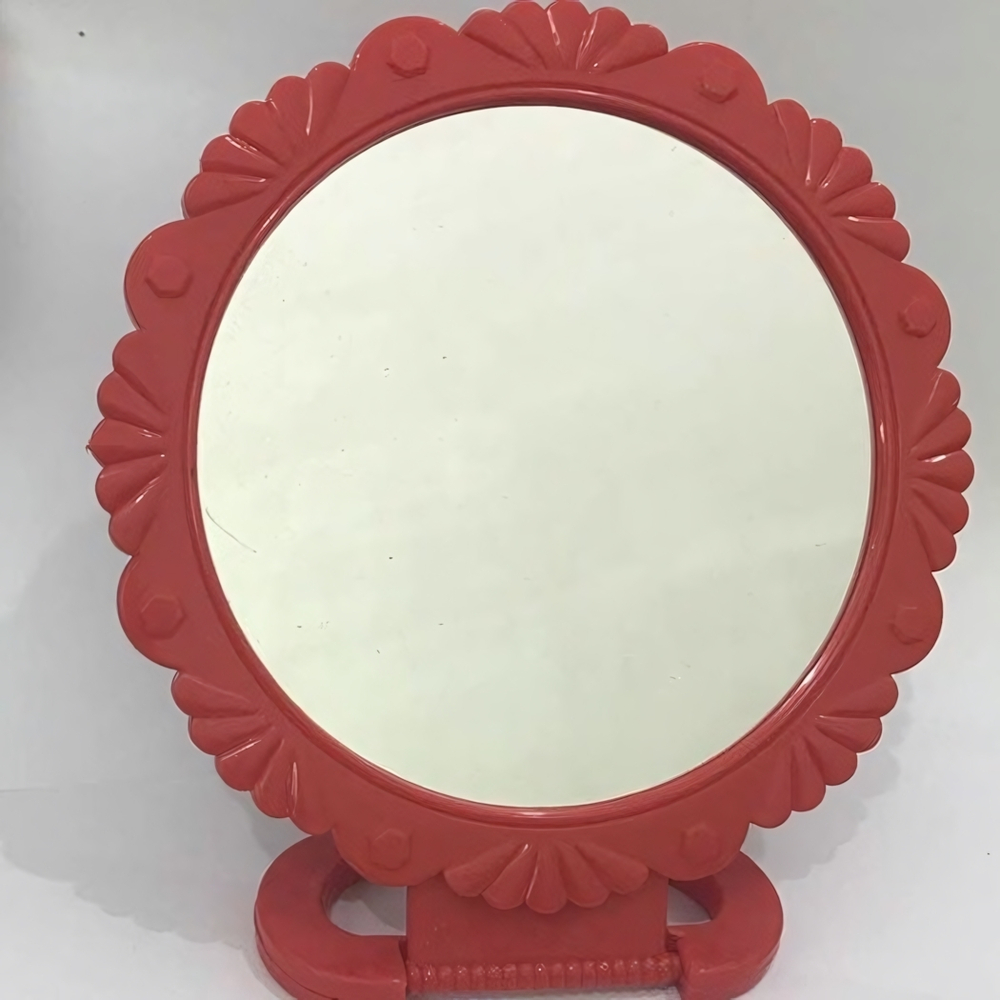 Зеркало настольное в пластиковой оправе «Ажурный кант» круг, подвесное, цвет микс, d-12см (Стикер на минивложение 10шт)