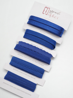 Подборка бельевых ультрамариновых резинок + застежки для бюстгальтера текстильные