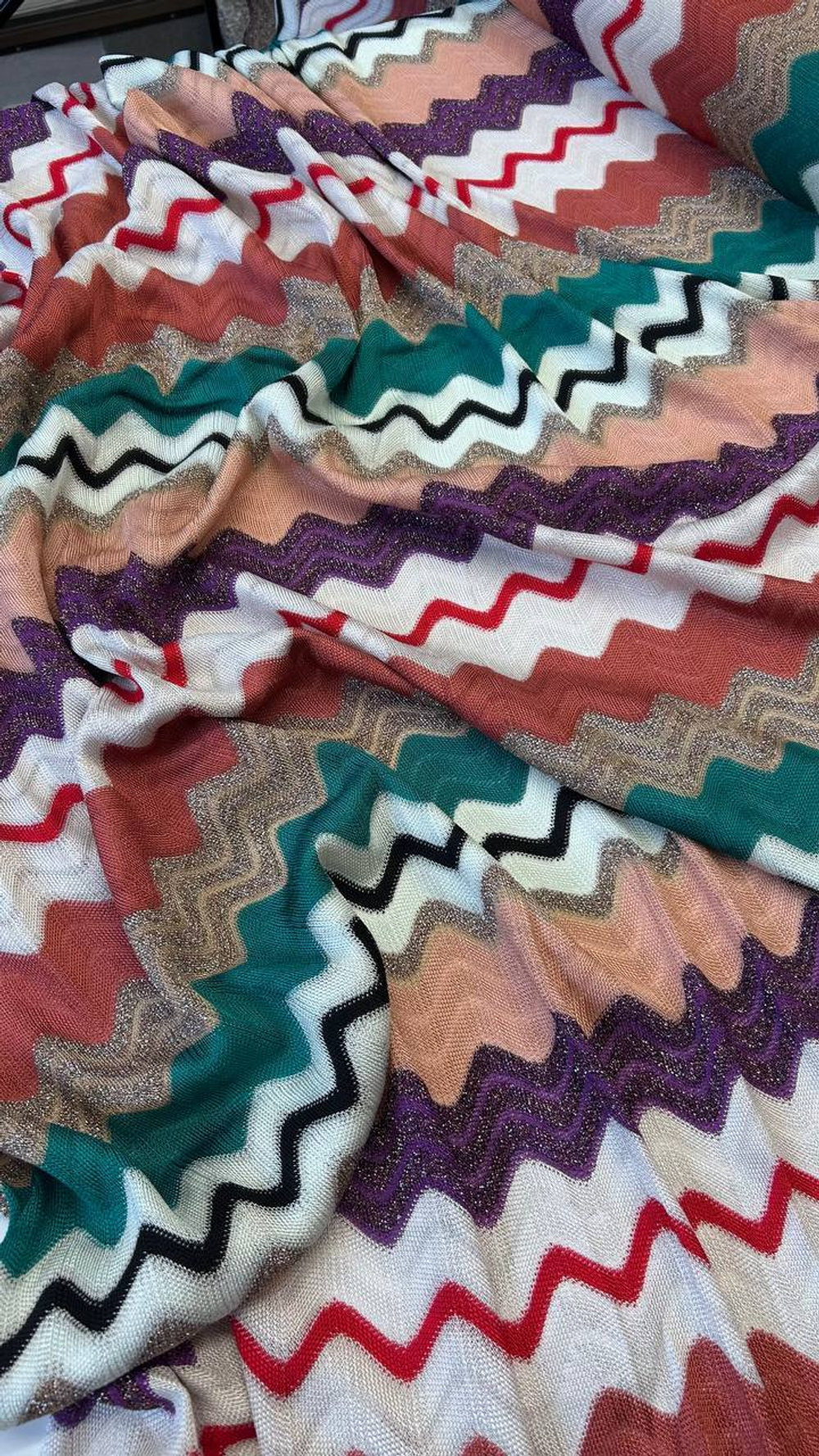 Трикотаж вискоза с люрексом Missoni в разноцветный зигзаг