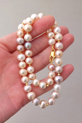 Бусы из разноцветного жемчуга, премиальная позолоченная фурнитура