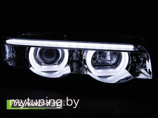 Передние фары 3D Angel Eyes для BMW 7 E38 (94-01) хромированные