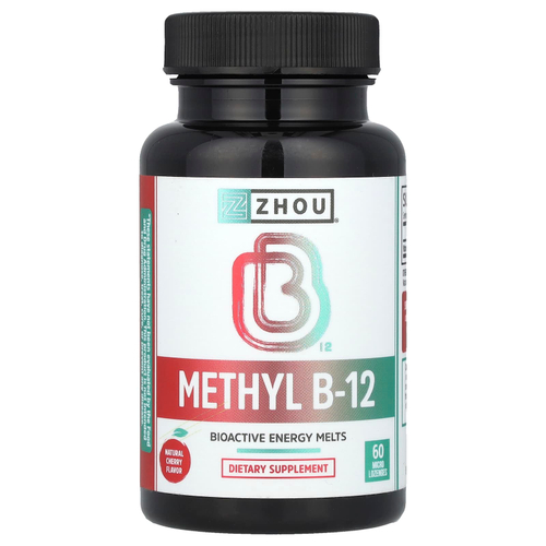 Zhou Nutrition, Methyl B-12, натуральная вишня, 5000 мкг, 60 микроладсов