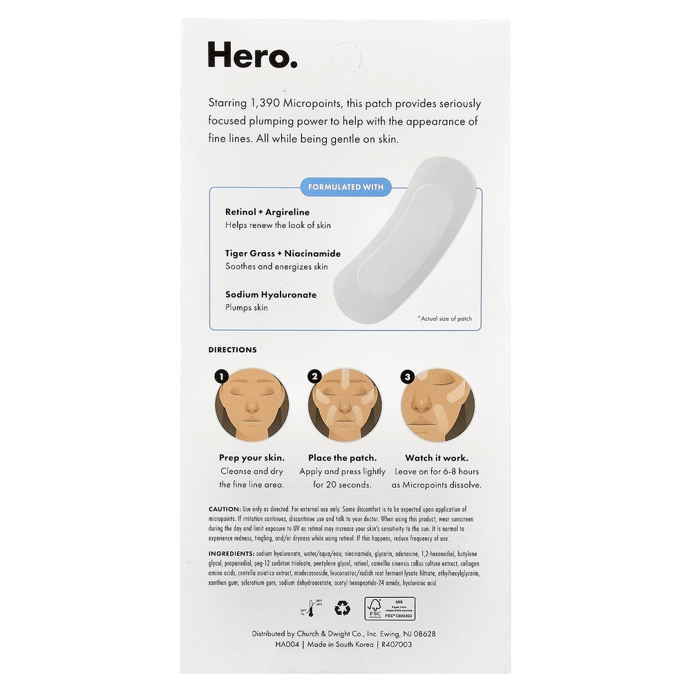 Hero Cosmetics, Mighty Patch®, от мелких морщин, 6 патчей в виде микроточек
