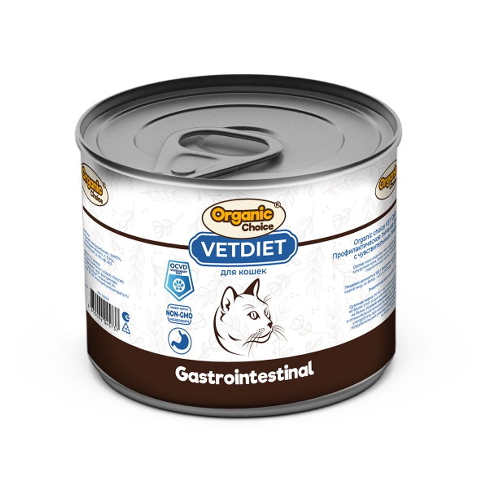 Консервы Organic Сhoice VET Gastrointestinal диета для взрослых кошек с чувствительным пищеварением 240г х 12шт