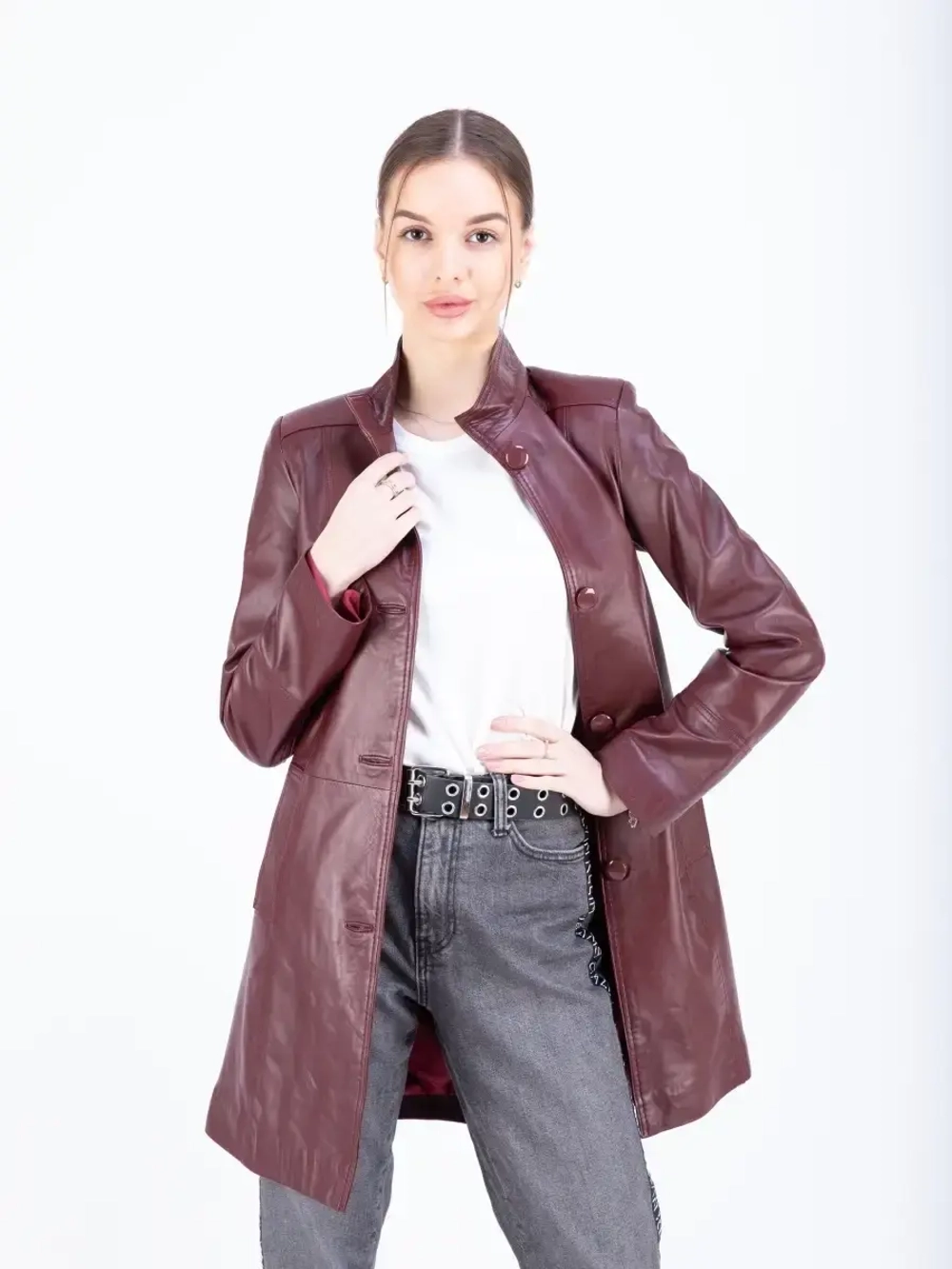 Плащ женский кожаный натуральный Турция