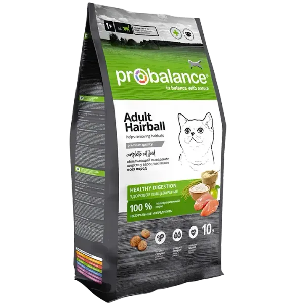 Уценка! Срок 17.06.26/ Сухой корм ProBalance Adult Hairball для кошек, облегчающий выведение шерсти
