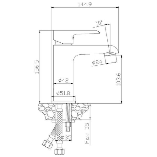 Смеситель для раковины белый хром Rossinka W35-12