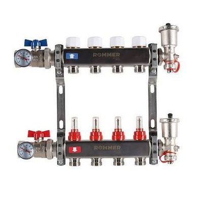 Коллекторная группа для теплого пола ROMMER RMS1210 - 1" на 4 контура 3/4" EK