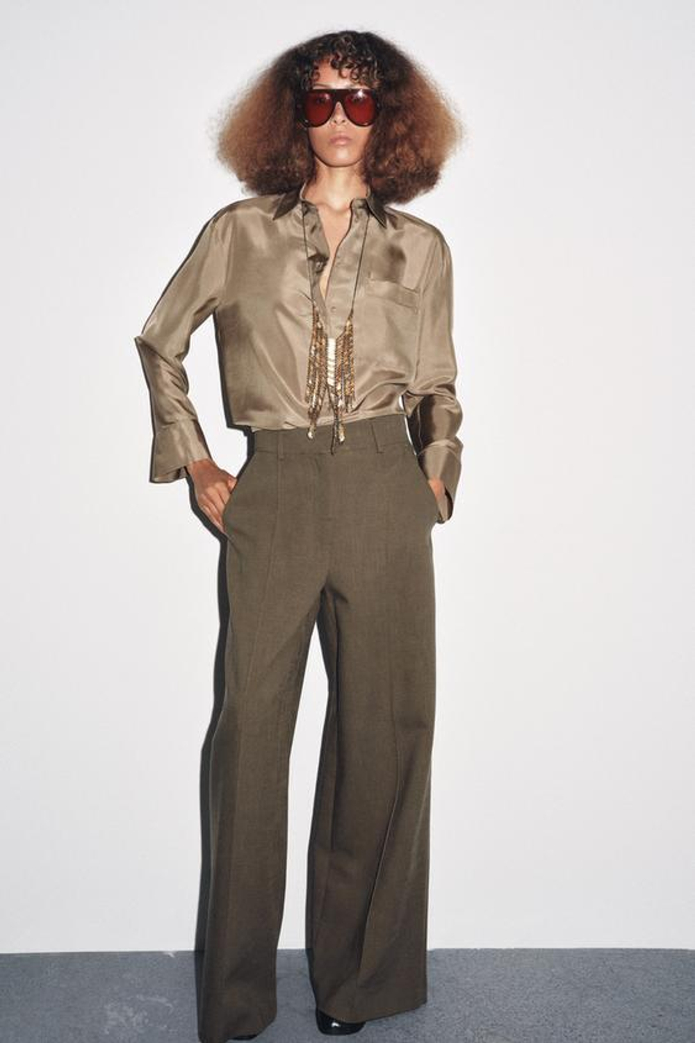 ZARA БРЮКИ В СТИЛЕ МИНИМАЛ — ZW COLLECTION, КОРИЧНЕВЫЙ