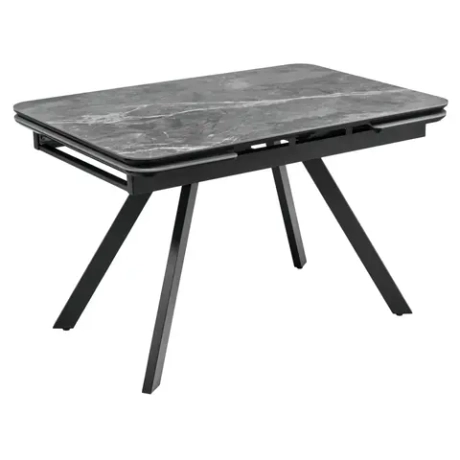 Стол Bradex Home Arthur раскладной 120-184x80x75см, керамогранит серый мрамор Greys Grey, чёрный