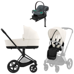 Коляска Cybex Priam IV Matt Black complete Aton B2 Steel Grey Base One 4 в 1 Off White