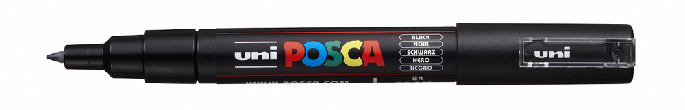 Маркер POSCA PC-1M, чёрный №24, 0.7 мм, пулевидный наконечник