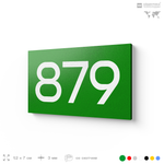 Номер на дверь 879, табличка на дверь для офиса, квартиры, кабинета, аудитории, склада, зеленая 120х70 мм, Айдентика Технолоджи