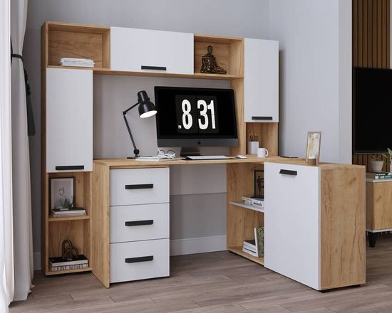 Полка 1450 КВАРТЕТ-13 дуб крафт золотой / белый поры дерева