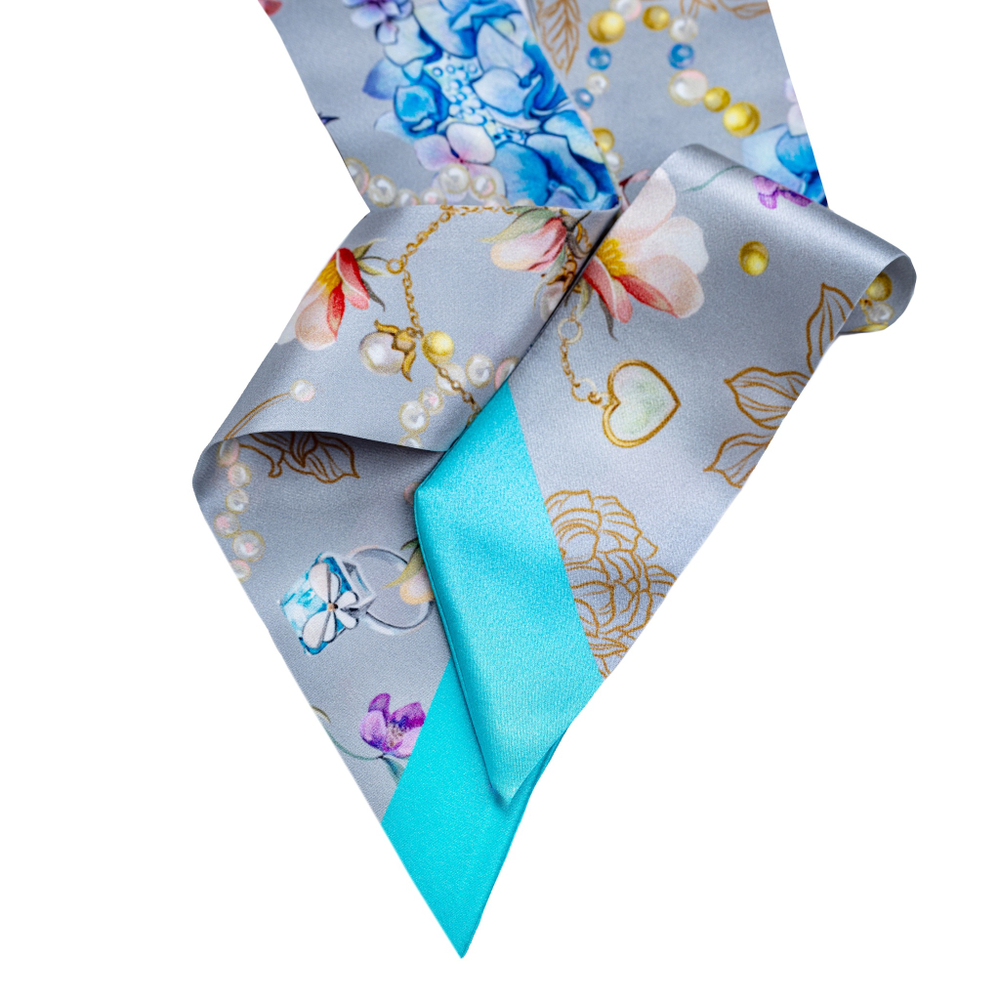 Шелковый твилли шарф Mollen Забава светло-серый