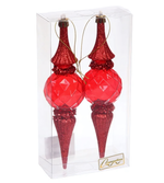 Елочные игрушки "Искры" 5*5*19 см (набор 2 шт), Красный (Серпантин)