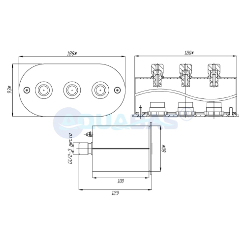 АД.02.3/1 Адаптер для трех сенсорных пьезокнопок ПК.01 плитка, AISI-316