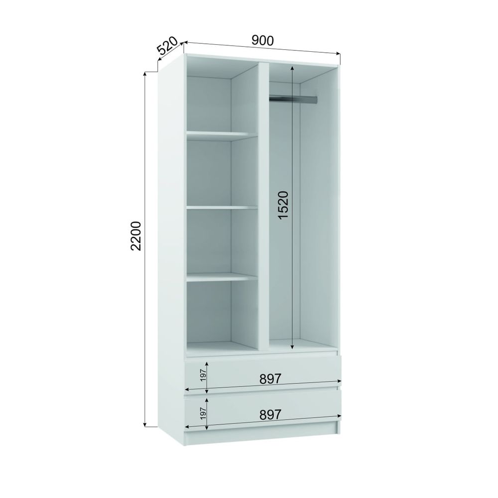 МС Мадера Шкаф ШМ 900*2100*520 (лдсп графит новый )