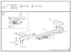 Фаркоп оцинкованный Galia T056C для Toyota Auris хетчбек 2007-2013, 2013-(паспорт и сертификат в комплекте)(без электрики)