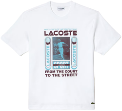 Мужская теннисная футболка Lacoste Relaxed Fit René Lacoste Print T-shirt - white