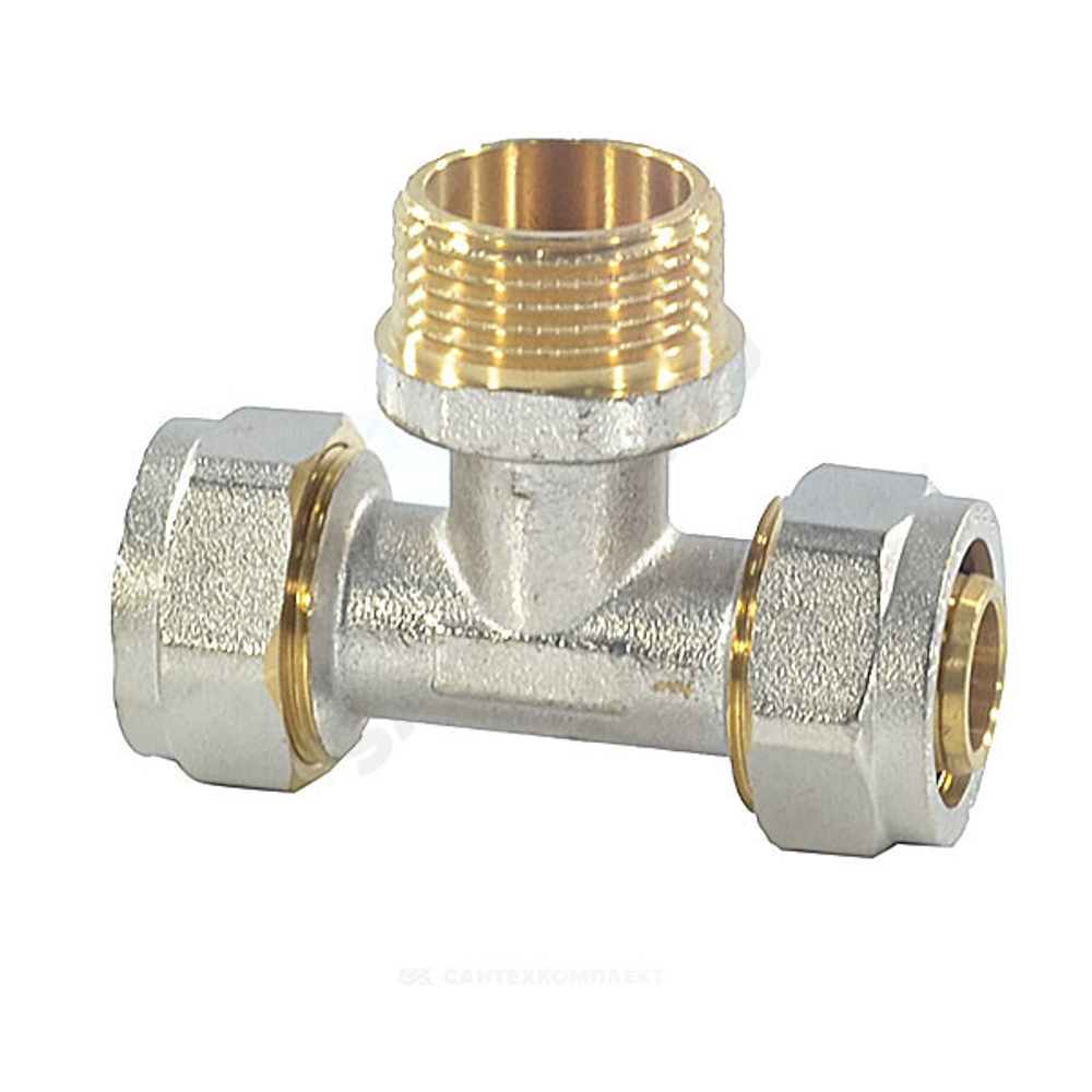 Тройник МП латунь никель обжим Дн 26х3/4"х26 НР ГОСТ 32415-2013 7014 Aquasfera 7014-03