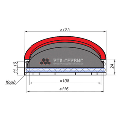 Резиновая накладка (РТИ-СЕРВИС 1008К) для подъемников "OMA", кордированная