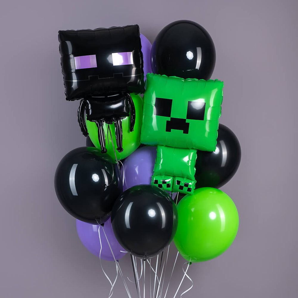 Шар Пиксельный монстр Майнкрафт черный