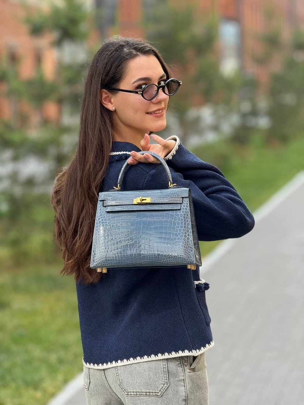 Сумка Hermes из кожи крокодила 25 см