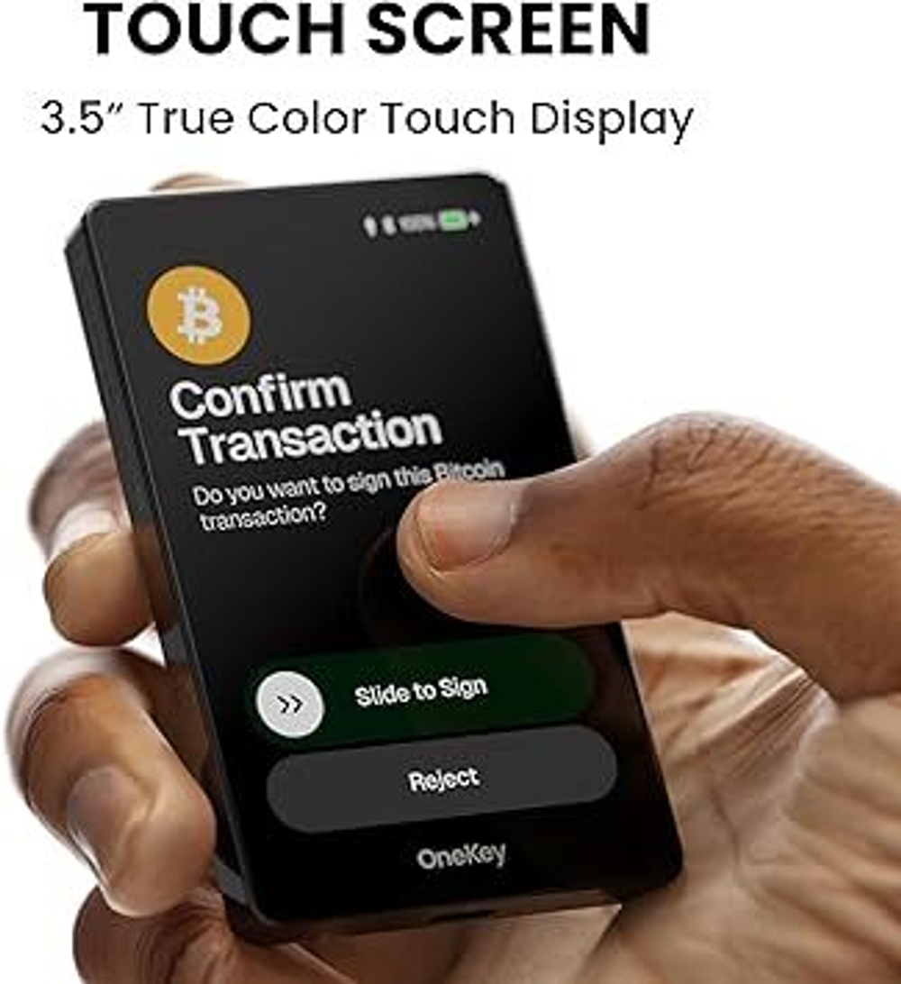 OneKey Pro Cold Wallet — Премиальное автономное хранилище для криптоактивов с 4× чипами EAL6+, сенсорным экраном 3.5”, разблокировкой по отпечатку пальца и поддержкой 5500+ монет, включая BTC и ETH (черный)