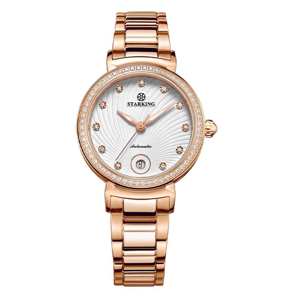 STARKING Mechanical Movement Stainless Steel Watchband Watch Women"s Watch White Dial