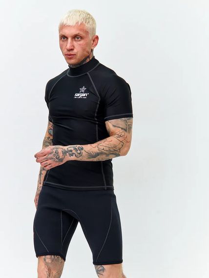 Футболка рашгард лонгслив Sargan Агидель UPF 50+ мужская черно-серая