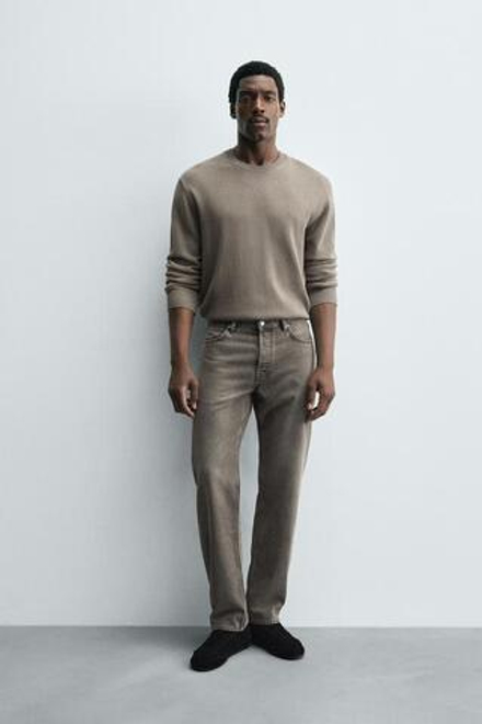 ZARA ДЖИНСЫ STRAIGHT FIT, РЫЖЕВАТО-КОРИЧНЕВЫЙ
