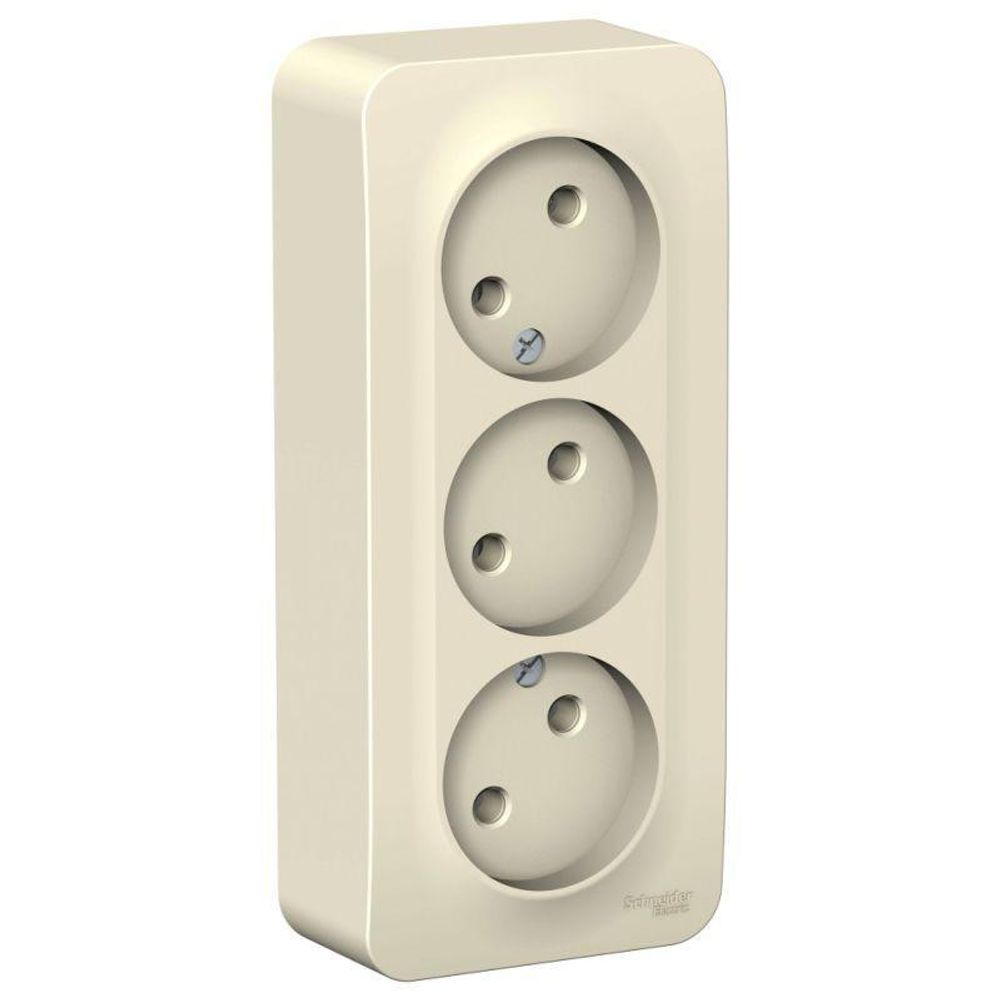 Розетка 3-м ОП Blanca 16А IP20 250В без заземл. без защ. шторок с изолир. пластиной молоч. SE BLNRA000312 Розетка 3-м ОП Blanca 16А IP20 250В без заземл. без защ. шторок с изолир. пластиной молоч. SE BLNRA000312