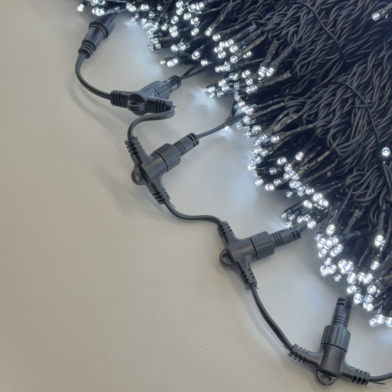 Комплект гирлянды на деревья 100 м., 5 лучей по 20 м., 24V, 1000 холодных-белых LED ламп, статика, черный каучук, IP54, LTC (ECO1000-11-1W)
