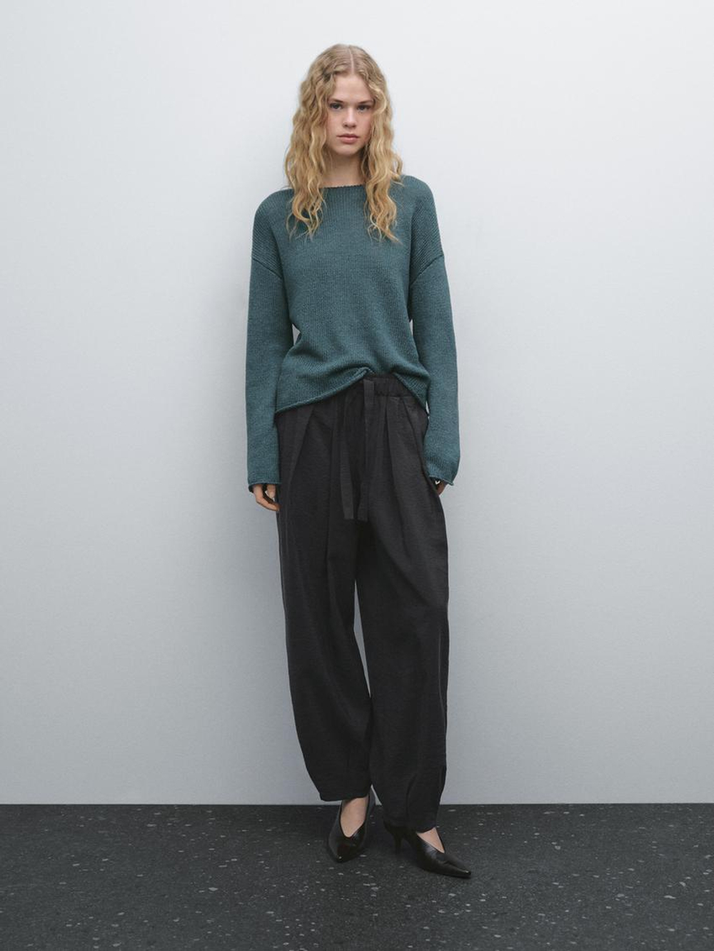 Massimo Dutti Свитер из смесового льна, синий