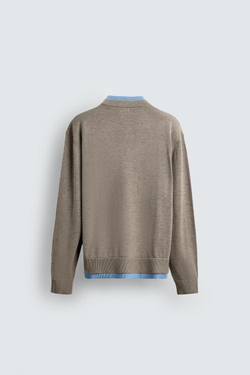 ZARA КАРДИГАН С КОНТРАСТНОЙ ОТДЕЛКОЙ, БЕЖЕВЫЙ