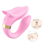 Розовый вибромассажер для пар с пультом ДУ Silicone Toys Fox Pink USK-GZ01