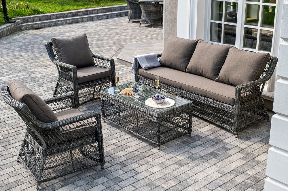 "Гранд Латте" лаунж-зона из искусственного ротанга, цвет графит