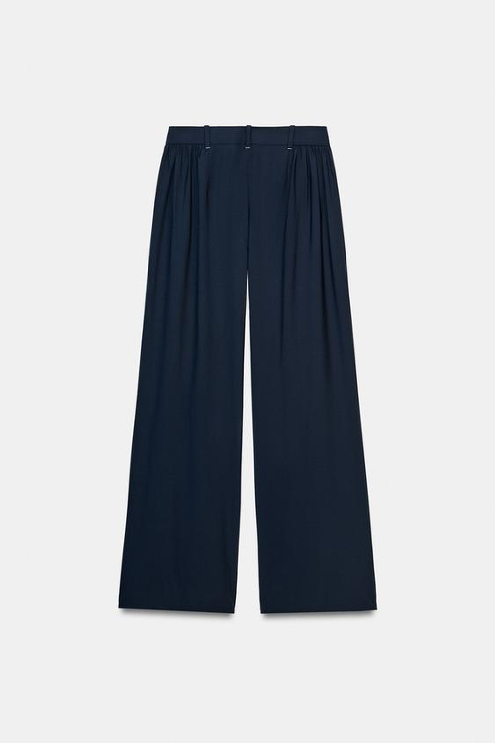 ZARA БРЮКИ WIDE LEG С ЗАЩИПАМИ — ZW COLLECTION, МОРСКОЙ СИНИЙ