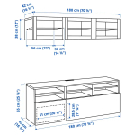 Комбинация для хранения ТВ - IKEA BESTÅ/BESTA, 192x42x180см, серый, БЕСТО ИКЕА