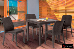 Стол B:rattan Dallas 800*800мм, коричневый