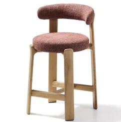 Полубарный стул Granite из терракотовой синели и ясеня с натуральной отделкой 65 см