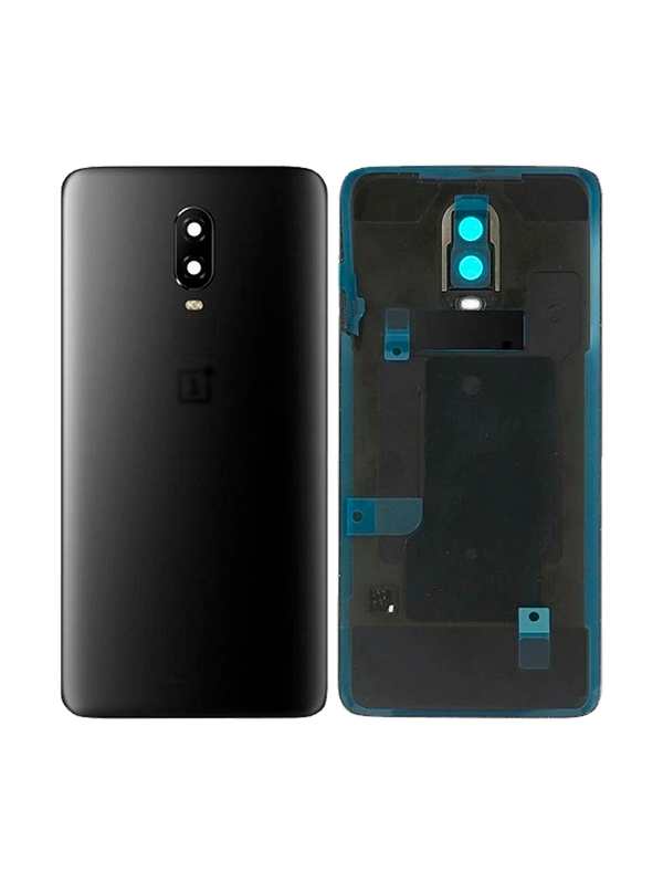 Задняя крышка для OnePlus 6T черная матовая (Midnight Black) со стеклом камеры