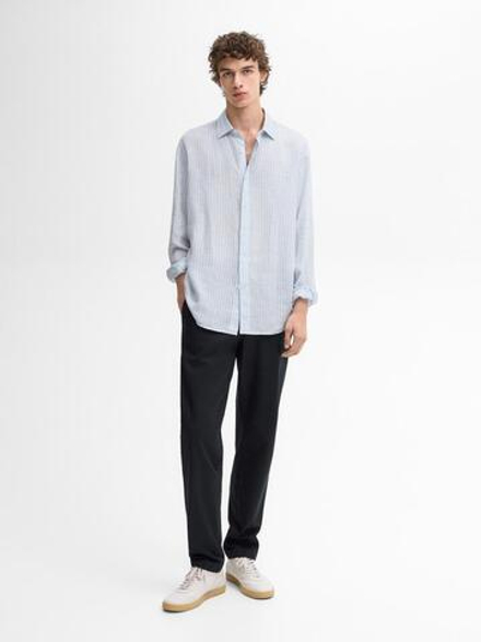 Massimo Dutti Зауженные холщовые брюки, темно-синий