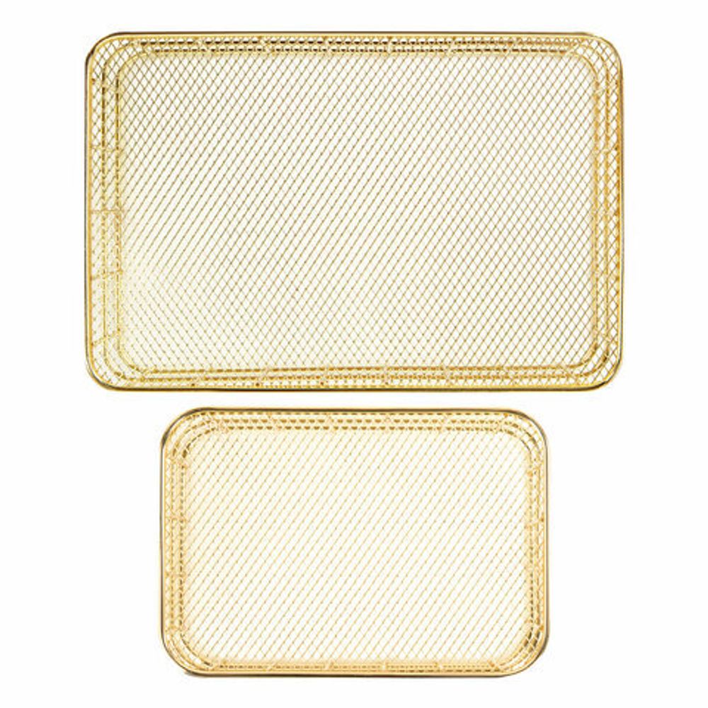 Органайзер для косметики корзинка 2 штуки из металла MONTE VITA, 24х16х6,3 см + 17х12х6 см, золото, 272483