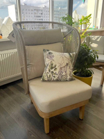 Лаунж-кресло плетеное с высокой спинкой и пуфом Tagliamento Mali, натуральный