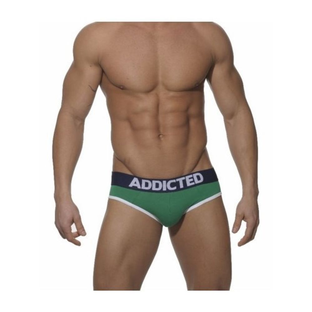 Мужские трусы джоки зеленые с темно-синей резинкой Addicted