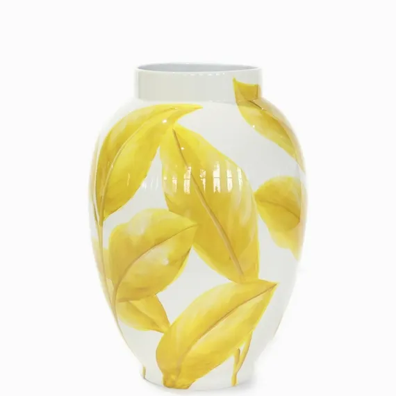 Ваза Leaf L высота 55 см, белый, жёлтый